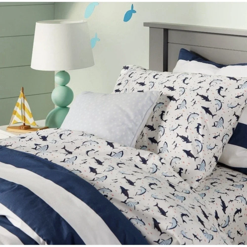 Queen Shark Microfiber Kids' Sheet Set - Pillow-fort: Ocean Theme, 4-Piece